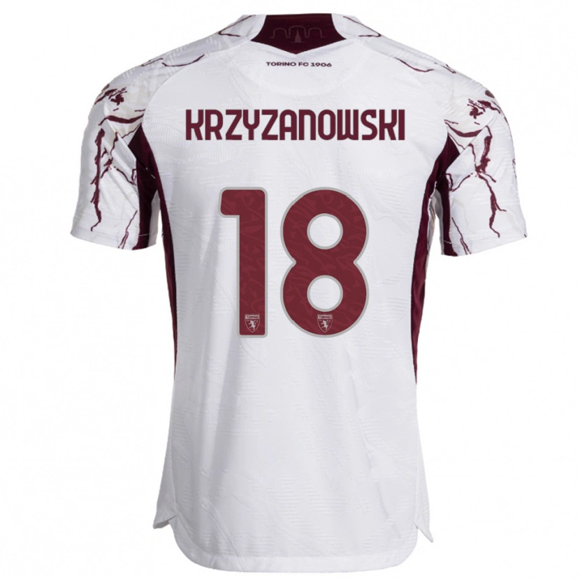 Danxen Niño Camiseta Jakub Krzyzanowski #18 Blanco Borgoña 2ª Equipación 2025/26 La Camisa México