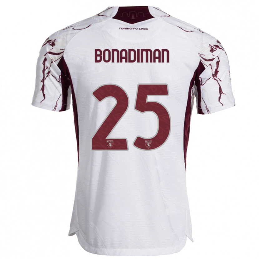 Danxen Niño Camiseta Matteo Bonadiman #25 Blanco Borgoña 2ª Equipación 2025/26 La Camisa México
