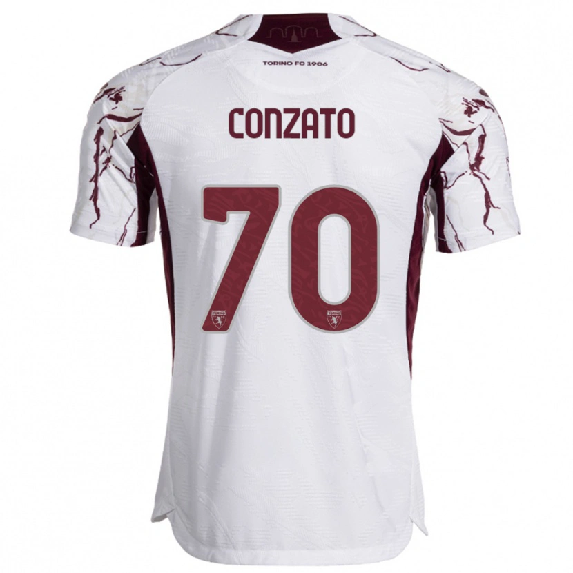 Danxen Niño Camiseta Filippo Conzato #70 Blanco Borgoña 2ª Equipación 2025/26 La Camisa México