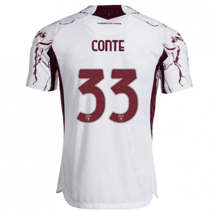 Danxen Niño Camiseta Gioele Conte #33 Blanco Borgoña 2ª Equipación 2025/26 La Camisa México