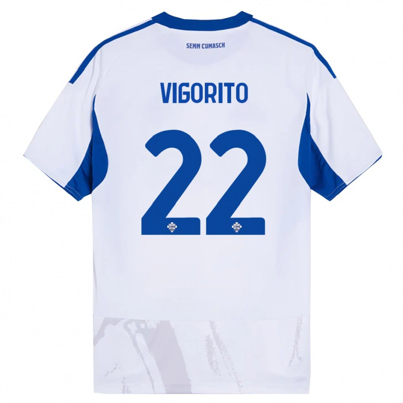 Danxen Niño Camiseta Mauro Vigorito #22 Blanco Azul 2ª Equipación 2025/26 La Camisa México