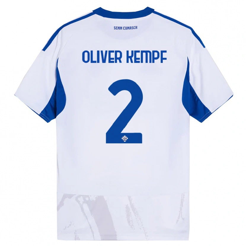 Danxen Niño Camiseta Marc Oliver Kempf #2 Blanco Azul 2ª Equipación 2025/26 La Camisa México