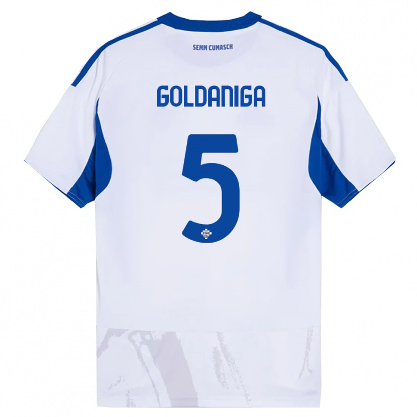 Danxen Niño Camiseta Edoardo Goldaniga #5 Blanco Azul 2ª Equipación 2025/26 La Camisa México