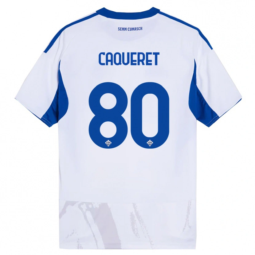 Danxen Niño Camiseta Maxence Caqueret #80 Blanco Azul 2ª Equipación 2025/26 La Camisa México