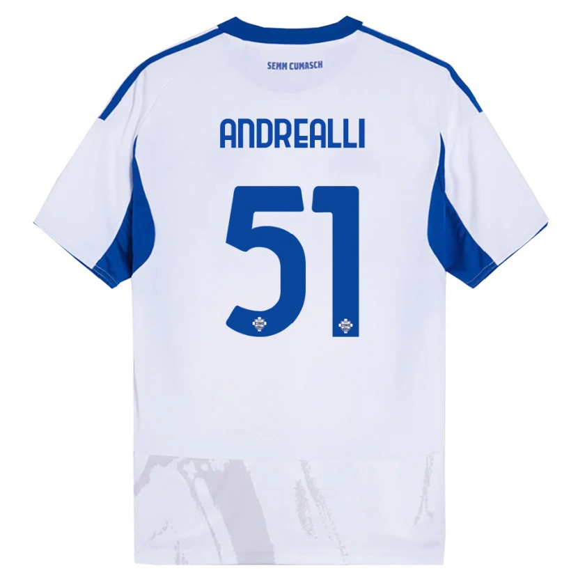 Danxen Niño Camiseta Francesco Andrealli #51 Blanco Azul 2ª Equipación 2025/26 La Camisa México