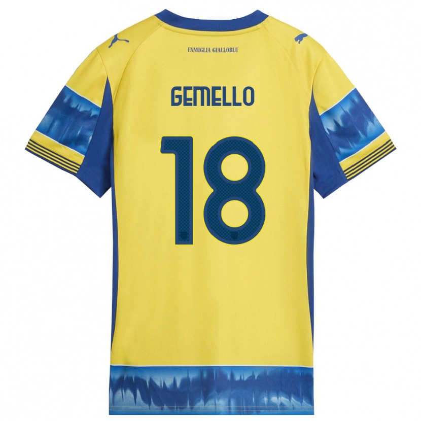 Danxen Niño Camiseta Andrea Gemello #18 Amarillo Azul 2ª Equipación 2025/26 La Camisa México