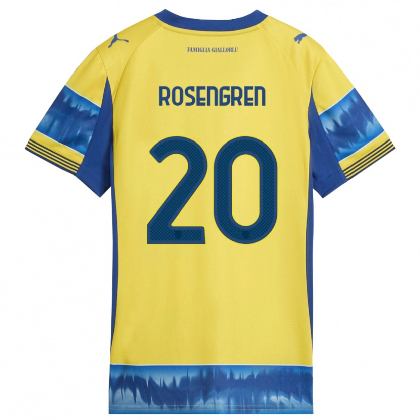 Danxen Niño Camiseta Lukas Rosengren #20 Amarillo Azul 2ª Equipación 2025/26 La Camisa México