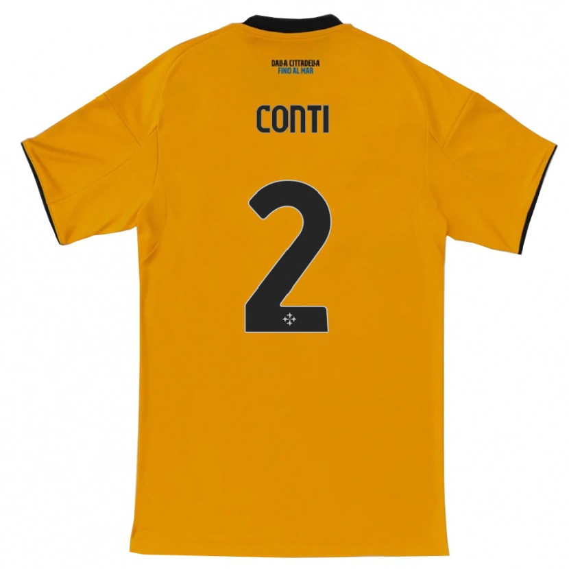 Danxen Niño Camiseta Niccolò Conti #2 Naranja Azul 2ª Equipación 2025/26 La Camisa México