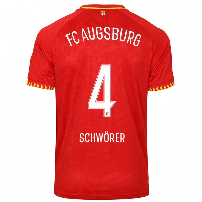 Danxen Niño Camiseta Julia Schwörer #4 Rojo Amarillo 2ª Equipación 2025/26 La Camisa México