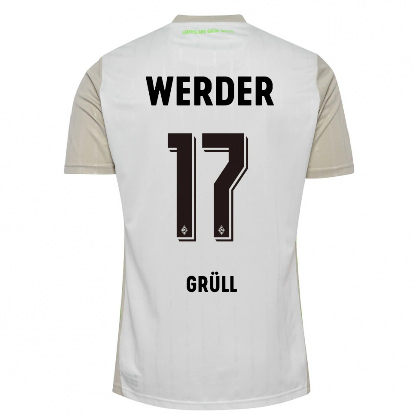 Danxen Niño Camiseta Marco Grüll #17 Blanco Negro 2ª Equipación 2025/26 La Camisa México