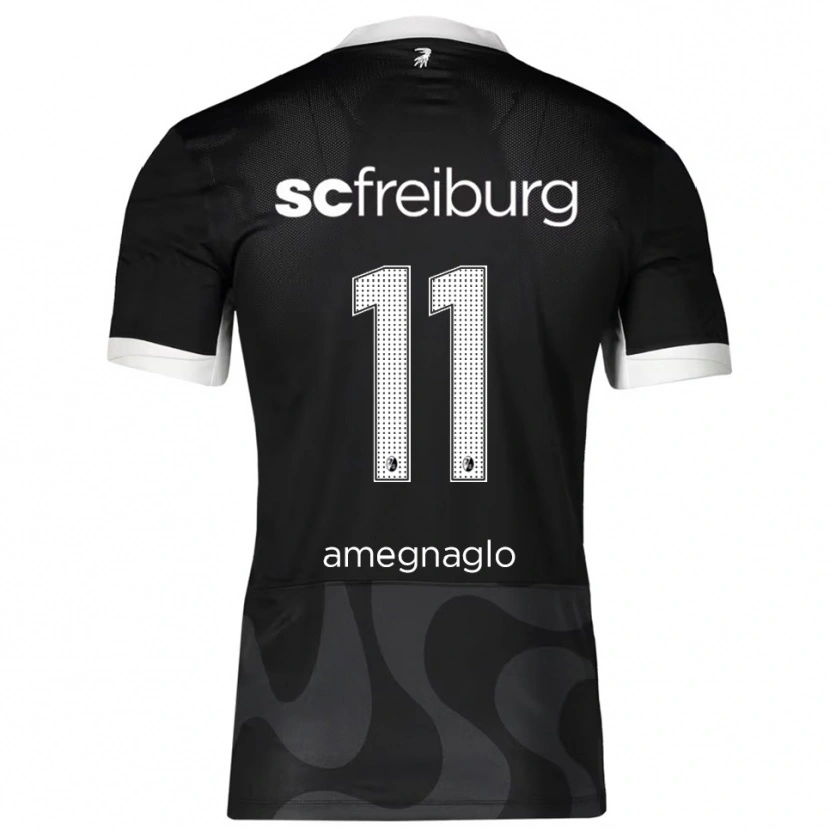 Danxen Niño Camiseta David Amegnaglo #11 Negro Blanco 2ª Equipación 2025/26 La Camisa México