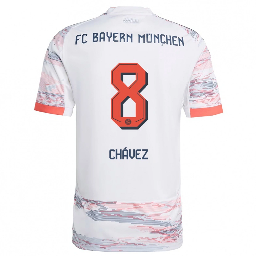 Danxen Niño Camiseta Felipe Chávez #8 Blanco Gris 2ª Equipación 2025/26 La Camisa México