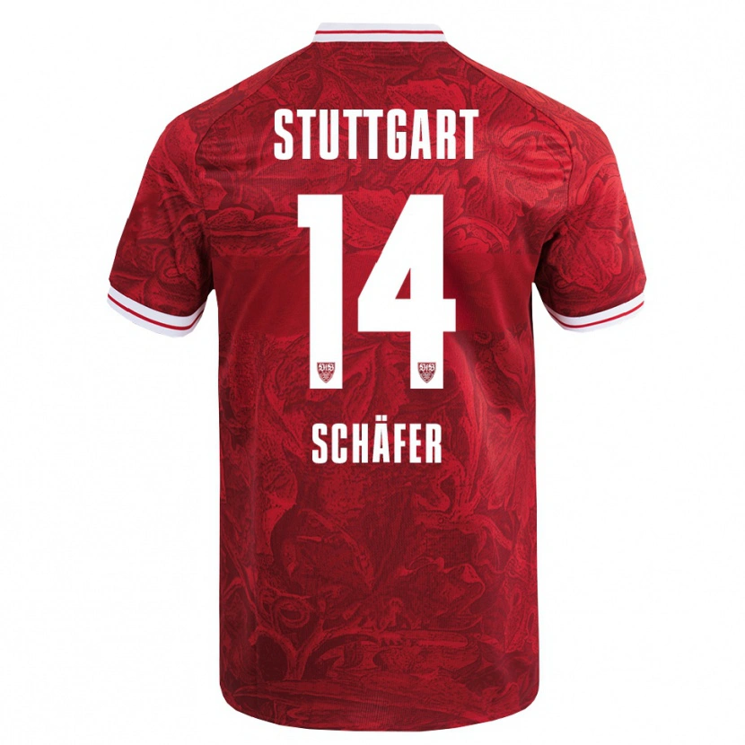 Danxen Niño Camiseta Katharina Schäfer #14 Rojo Negro 2ª Equipación 2025/26 La Camisa México