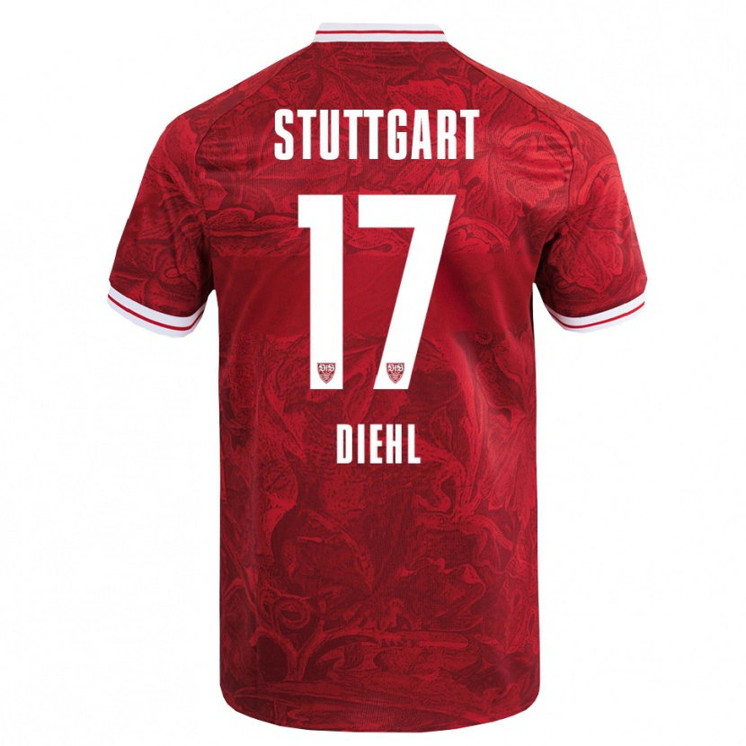 Danxen Niño Camiseta Justin Diehl #17 Rojo Negro 2ª Equipación 2025/26 La Camisa México