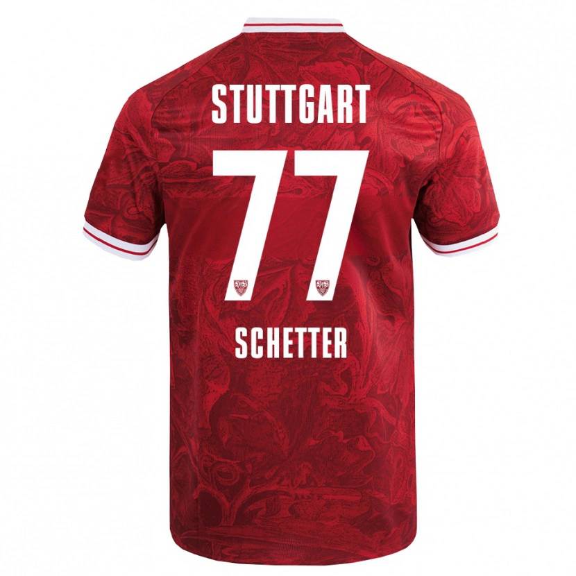Danxen Niño Camiseta Leonie Schetter #77 Rojo Negro 2ª Equipación 2025/26 La Camisa México