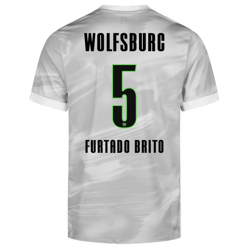 Danxen Niño Camiseta Dinaylo Furtado Brito #5 Gris Blanco 2ª Equipación 2025/26 La Camisa México
