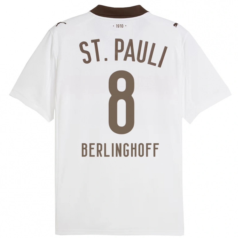 Danxen Niño Camiseta Marlene Berlinghoff #8 Blanco Rojo 2ª Equipación 2025/26 La Camisa México