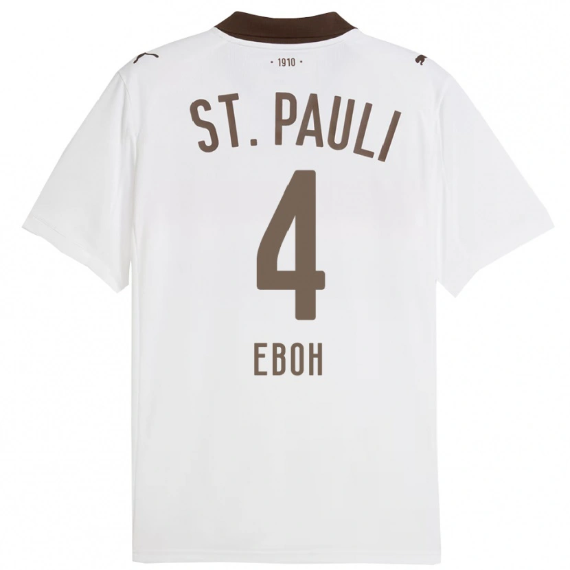 Danxen Niño Camiseta Emmanuel Eboh #4 Blanco Rojo 2ª Equipación 2025/26 La Camisa México