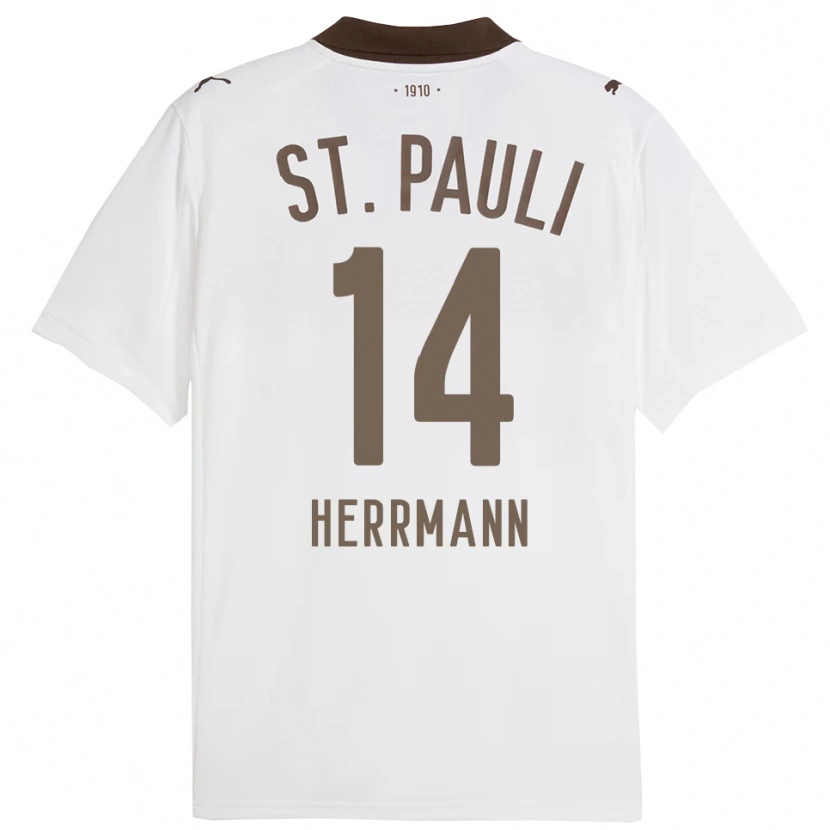 Danxen Niño Camiseta Mats Herrmann #14 Blanco Rojo 2ª Equipación 2025/26 La Camisa México