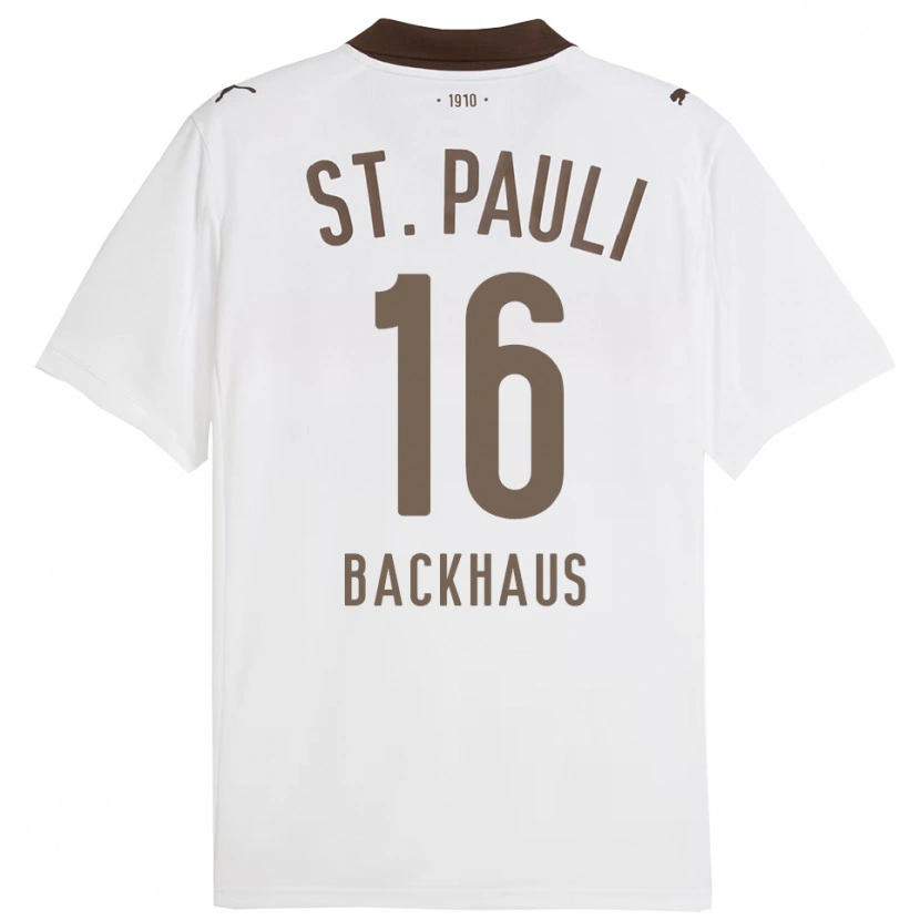 Danxen Niño Camiseta Ols Backhaus #16 Blanco Rojo 2ª Equipación 2025/26 La Camisa México