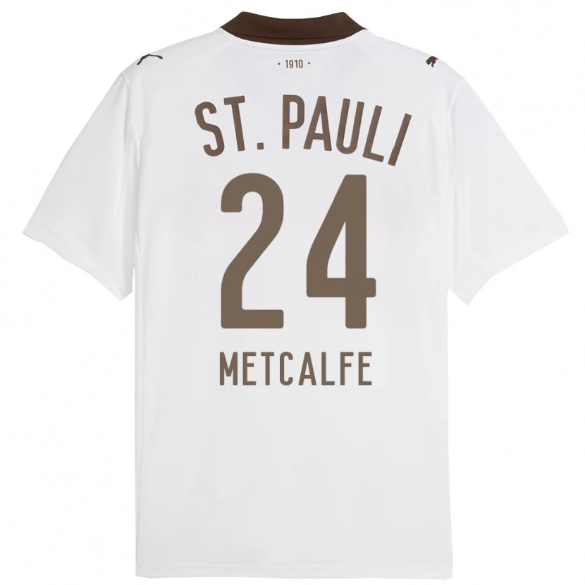Danxen Niño Camiseta Connor Metcalfe #24 Blanco Rojo 2ª Equipación 2025/26 La Camisa México