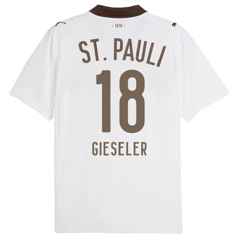 Danxen Niño Camiseta Madeline Gieseler #18 Blanco Rojo 2ª Equipación 2025/26 La Camisa México