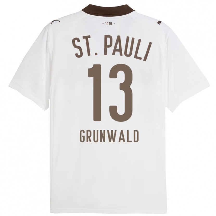 Danxen Niño Camiseta Julius Grunwald #13 Blanco Rojo 2ª Equipación 2025/26 La Camisa México