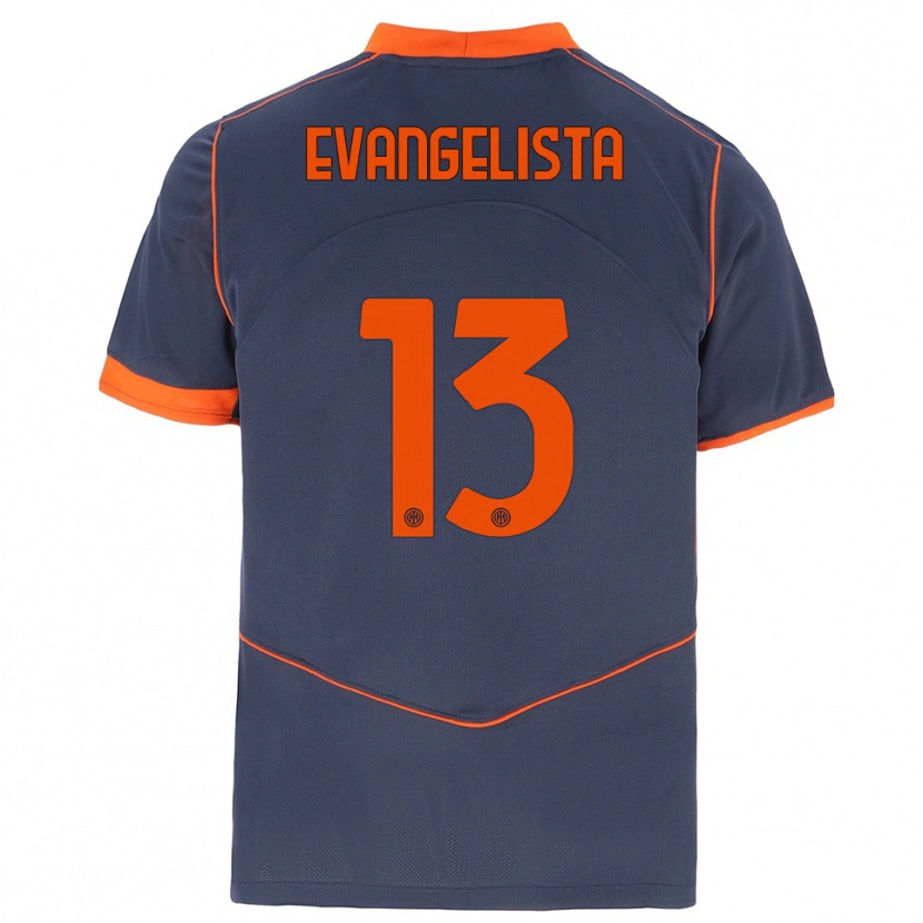 Danxen Niño Camiseta Edoardo Evangelista #13 Gris Naranja Equipación Tercera 2025/26 La Camisa México