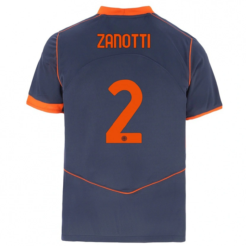 Danxen Niño Camiseta Mattia Zanotti #2 Gris Naranja Equipación Tercera 2025/26 La Camisa México