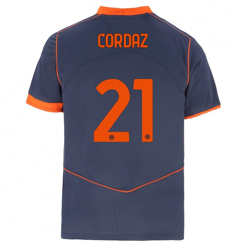 Danxen Niño Camiseta Alex Cordaz #21 Gris Naranja Equipación Tercera 2025/26 La Camisa México