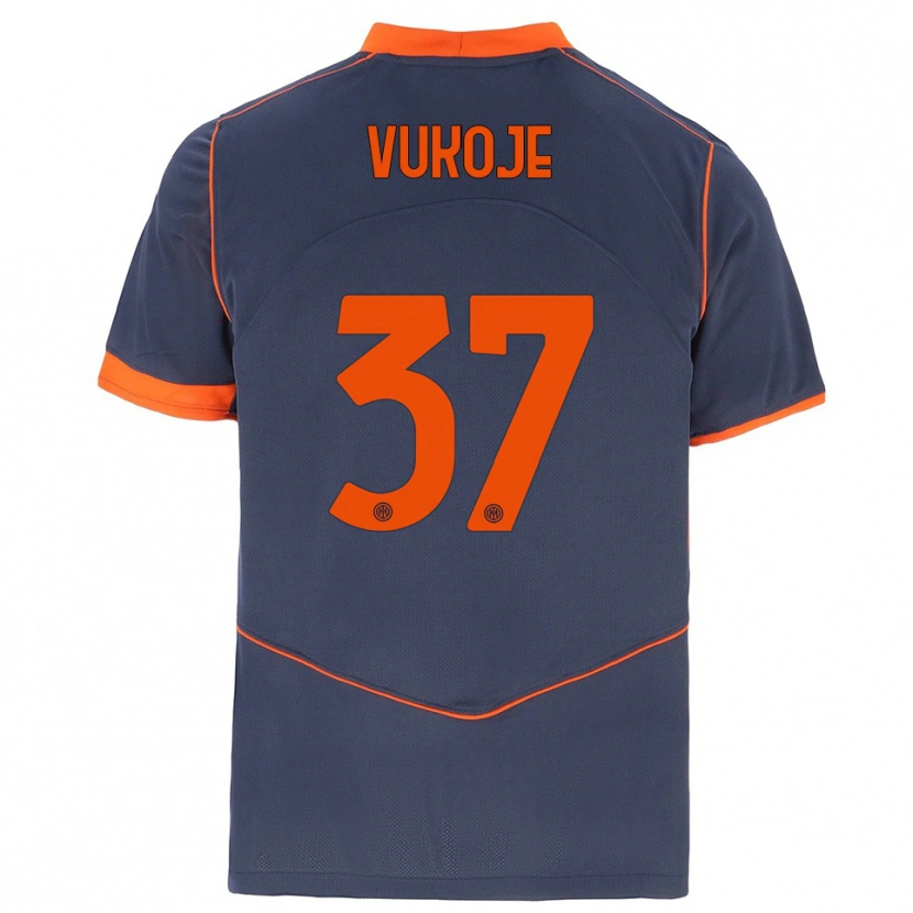 Danxen Niño Camiseta Andrija Vukoje #37 Gris Naranja Equipación Tercera 2025/26 La Camisa México