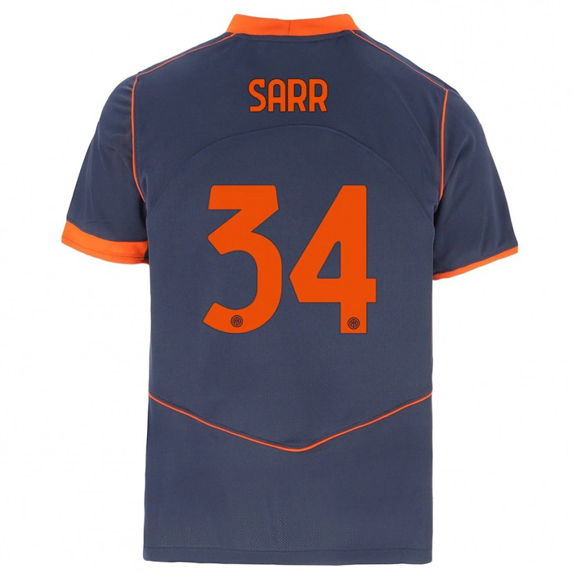 Danxen Niño Camiseta Amadou Sarr #34 Gris Naranja Equipación Tercera 2025/26 La Camisa México