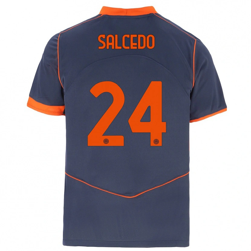 Danxen Niño Camiseta Eddie Salcedo #24 Gris Naranja Equipación Tercera 2025/26 La Camisa México