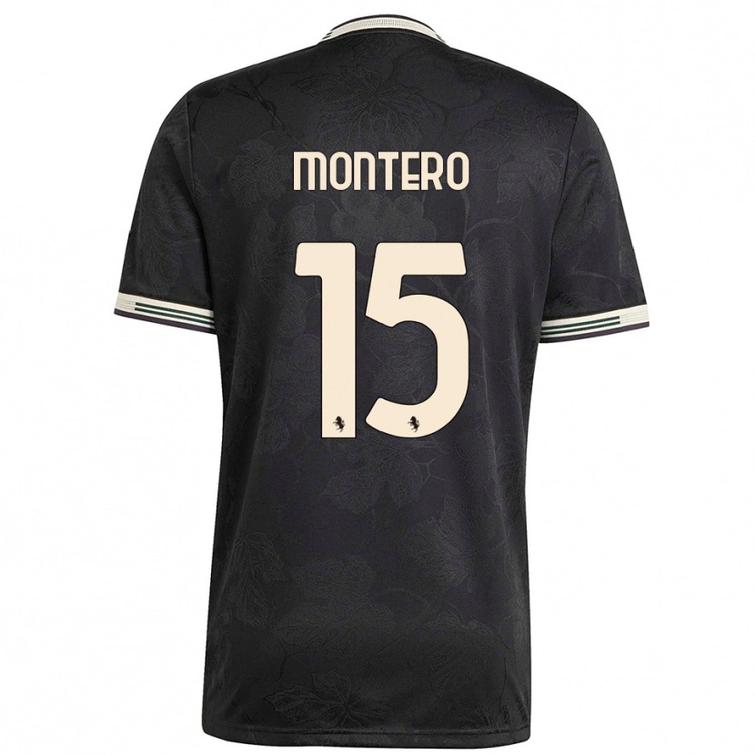 Danxen Niño Camiseta Alfonso Montero #15 Negro Blanco Verde Equipación Tercera 2025/26 La Camisa México