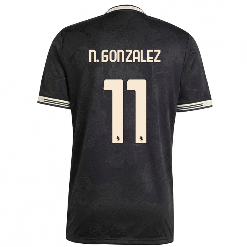 Danxen Niño Camiseta Nico González #11 Negro Blanco Verde Equipación Tercera 2025/26 La Camisa México