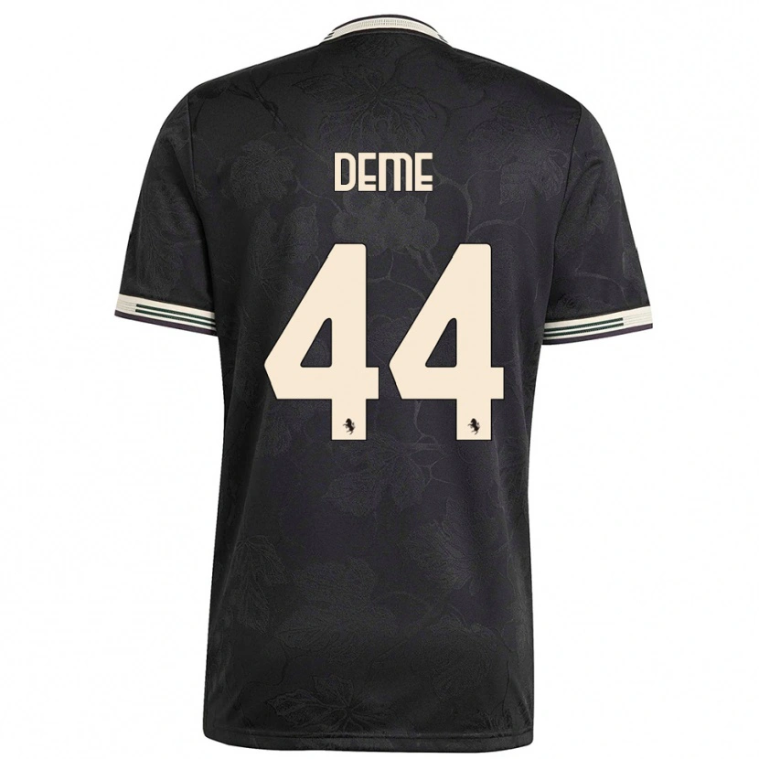 Danxen Niño Camiseta Serigne Deme #44 Negro Blanco Verde Equipación Tercera 2025/26 La Camisa México