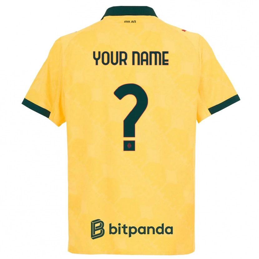 Danxen Niño Camiseta Su Nombre #0 Amarillo Negro Equipación Tercera 2025/26 La Camisa México