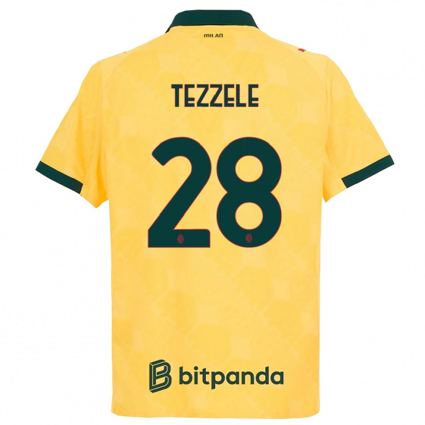 Danxen Niño Camiseta Matteo Tezzele #28 Amarillo Negro Equipación Tercera 2025/26 La Camisa México