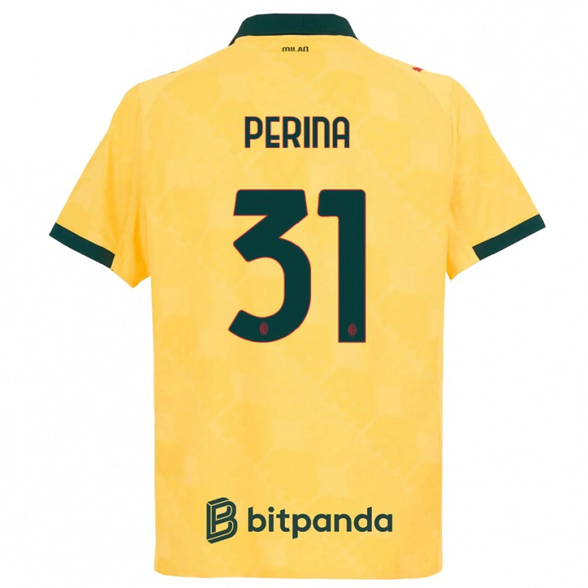 Danxen Niño Camiseta Gioele Perina #31 Amarillo Negro Equipación Tercera 2025/26 La Camisa México