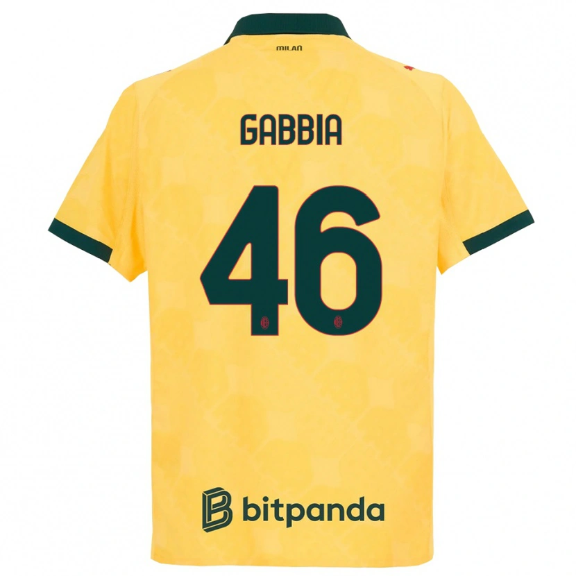 Danxen Niño Camiseta Matteo Gabbia #46 Amarillo Negro Equipación Tercera 2025/26 La Camisa México