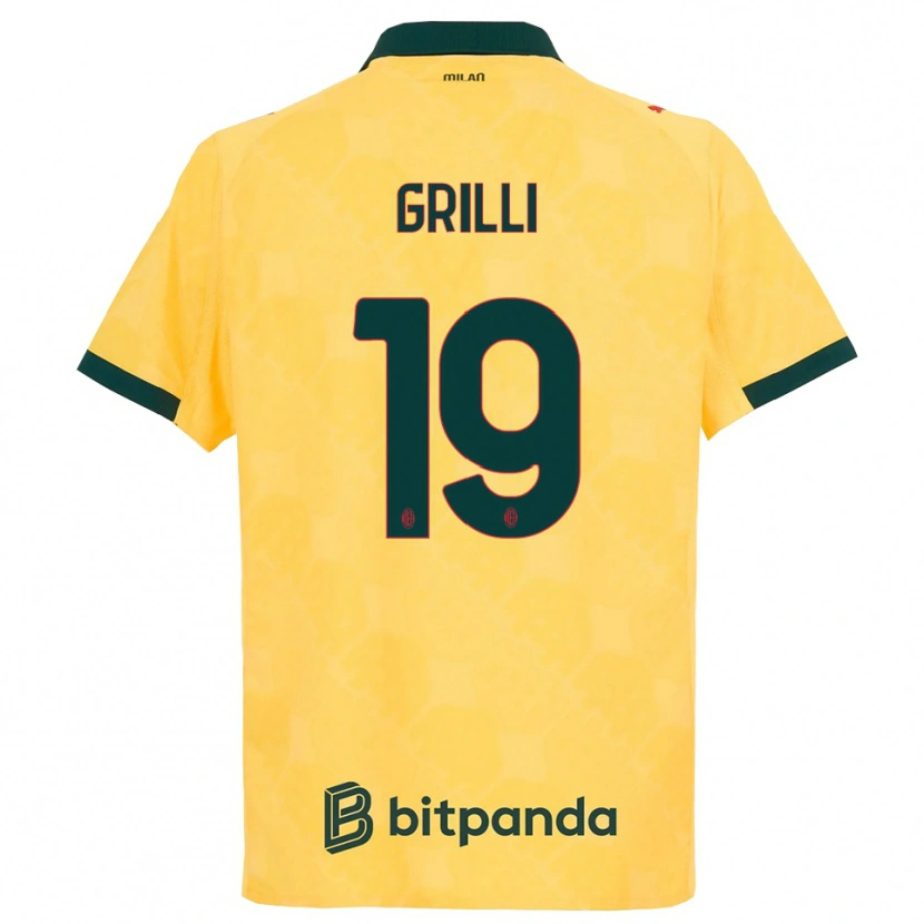 Danxen Niño Camiseta Lorenzo Grilli #19 Amarillo Negro Equipación Tercera 2025/26 La Camisa México