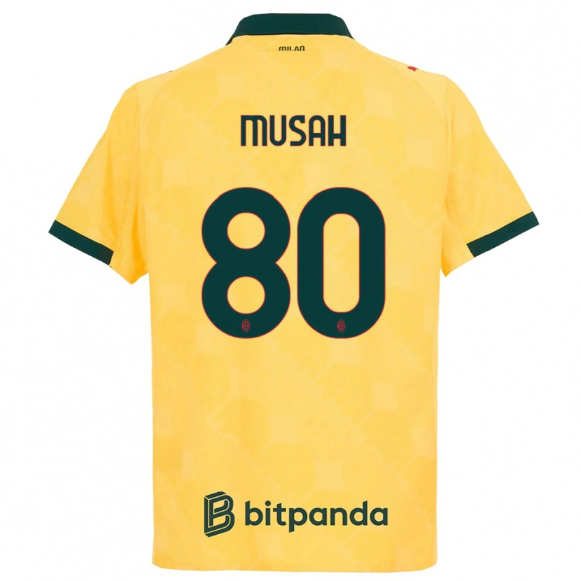 Danxen Niño Camiseta Yunus Musah #80 Amarillo Negro Equipación Tercera 2025/26 La Camisa México