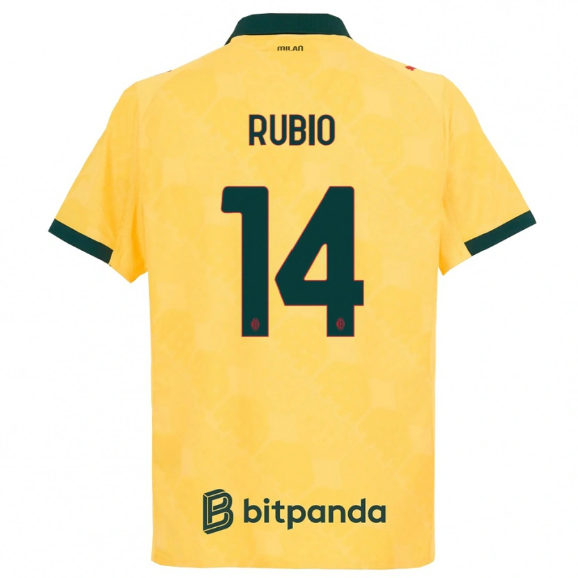 Danxen Niño Camiseta Silvia Rubio Ávila #14 Amarillo Negro Equipación Tercera 2025/26 La Camisa México