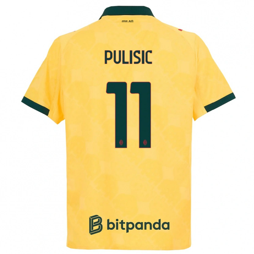 Danxen Niño Camiseta Christian Pulisic #11 Amarillo Negro Equipación Tercera 2025/26 La Camisa México
