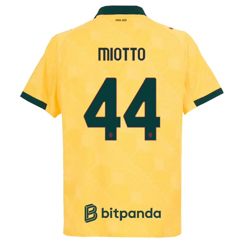 Danxen Niño Camiseta Giorgia Miotto #44 Amarillo Negro Equipación Tercera 2025/26 La Camisa México