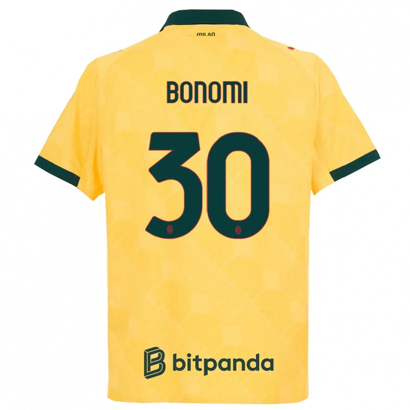 Danxen Niño Camiseta Alessandro Bonomi #30 Amarillo Negro Equipación Tercera 2025/26 La Camisa México