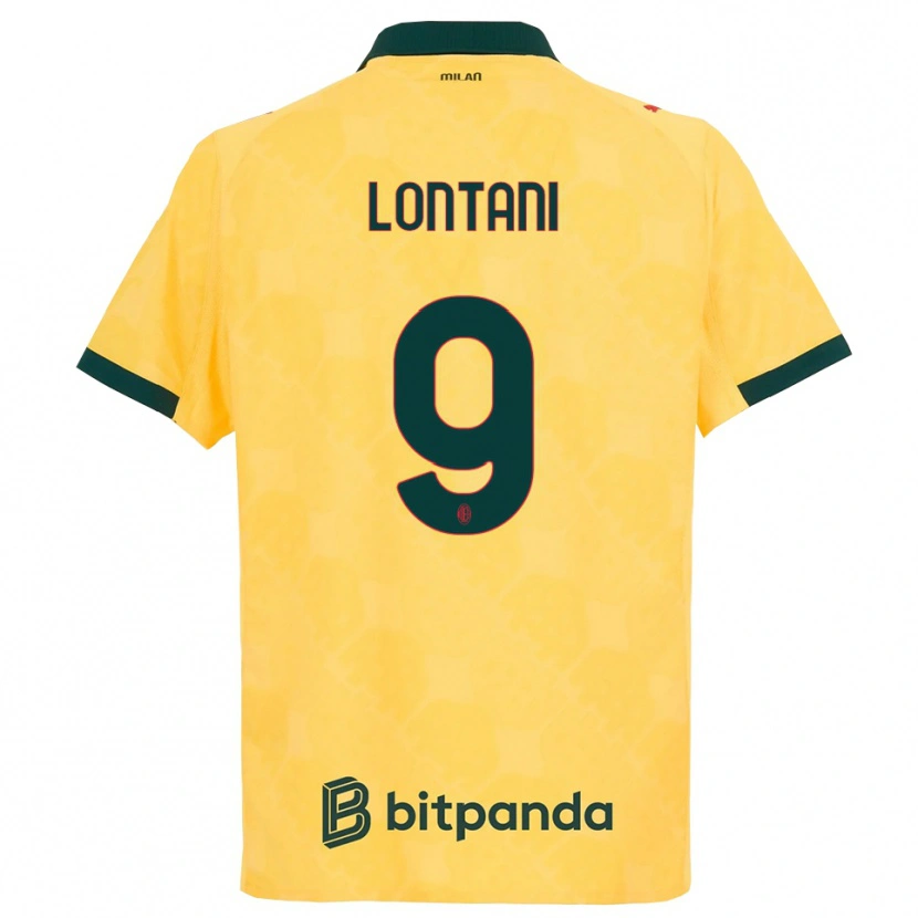 Danxen Niño Camiseta Simone Lontani #9 Amarillo Negro Equipación Tercera 2025/26 La Camisa México
