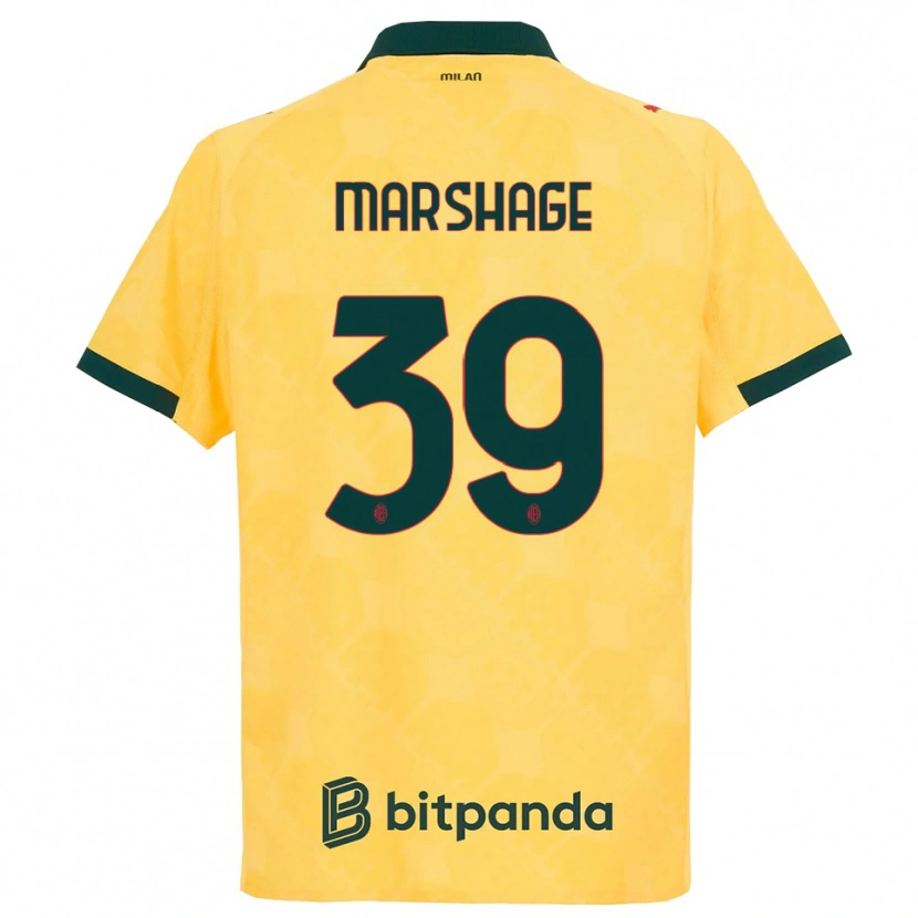 Danxen Niño Camiseta Wilgot Marshage #39 Amarillo Negro Equipación Tercera 2025/26 La Camisa México