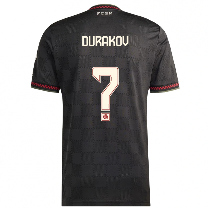 Danxen Niño Camiseta Sejdo Durakov #0 Negro Blanco Equipación Tercera 2025/26 La Camisa México