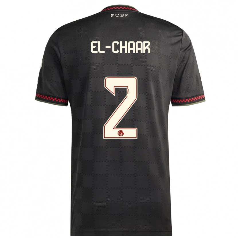 Danxen Niño Camiseta Adam El-Chaar #2 Negro Blanco Equipación Tercera 2025/26 La Camisa México